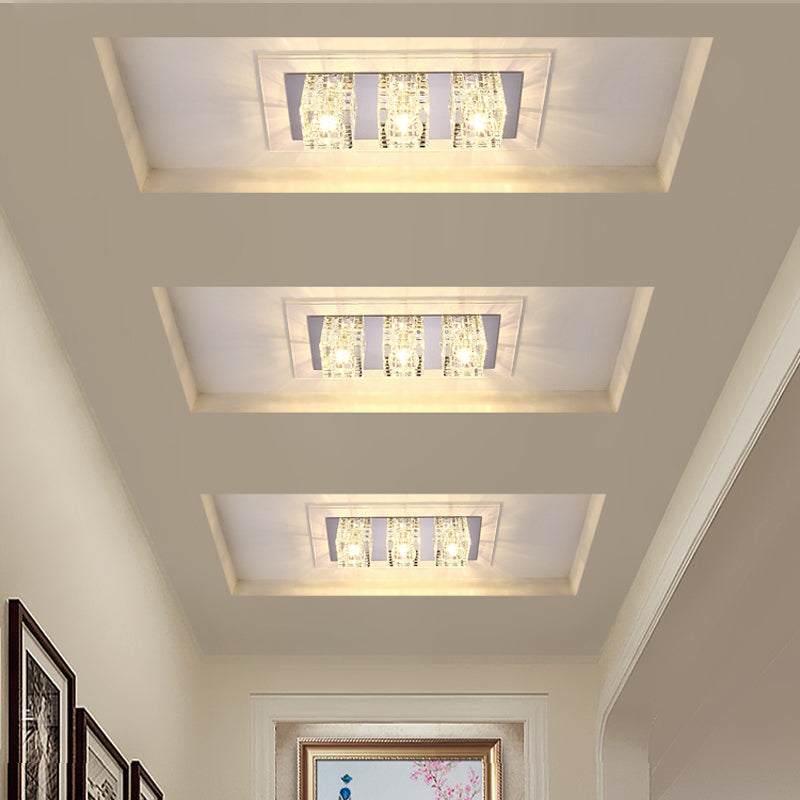 Rectangular Flush Ceiling Light Contemporary Crystal Block Corridor LED Flush Mount Lighting in Clear Clearhalo 'Ceiling Lights' 'Close To Ceiling Lights' 'Close to ceiling' 'Flush mount' Lighting' 2247847