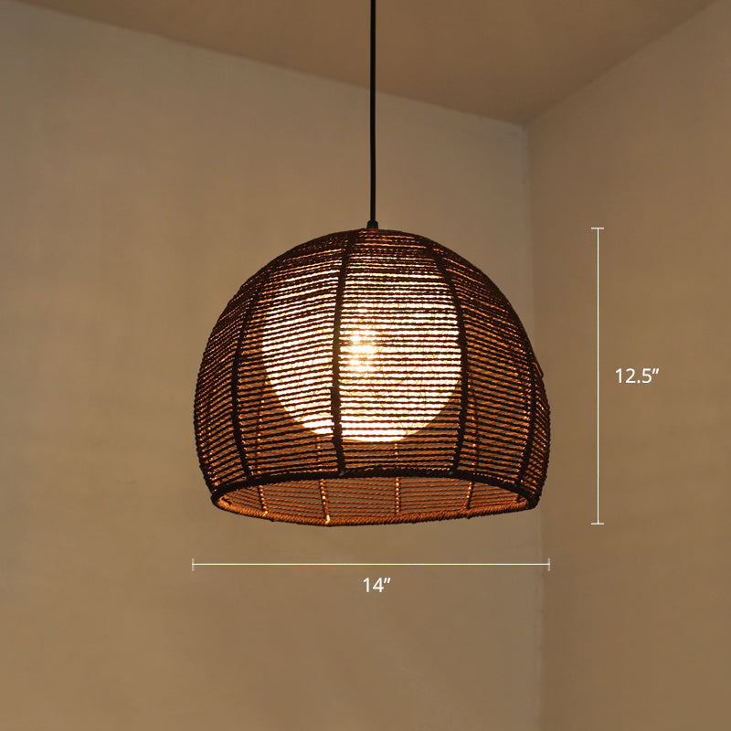 Handmade Pendant Light Contemporary Hemp Rope Single Restaurant Suspension Light Fixture Coffee Round Clearhalo 'Ceiling Lights' 'Pendant Lights' 'Pendants' Lighting' 2247851_41cf669d-ee16-41d0-a52f-d4f7369d18ff