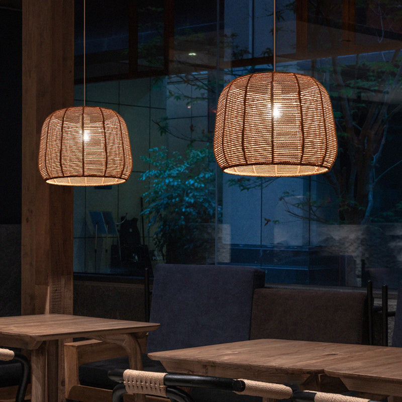 Handmade Pendant Light Contemporary Hemp Rope Single Restaurant Suspension Light Fixture Flaxen Square Plate Clearhalo 'Ceiling Lights' 'Pendant Lights' 'Pendants' Lighting' 2247856_4f9d8999-ac44-4c4e-80c1-516e496270d2