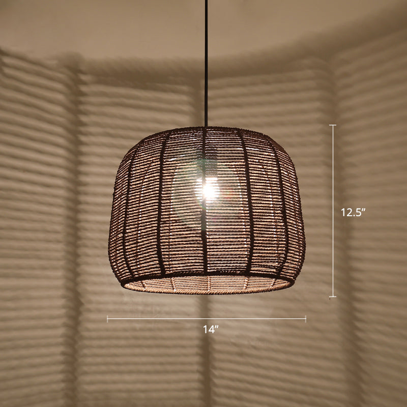 Handmade Pendant Light Contemporary Hemp Rope Single Restaurant Suspension Light Fixture Clearhalo 'Ceiling Lights' 'Pendant Lights' 'Pendants' Lighting' 2247858