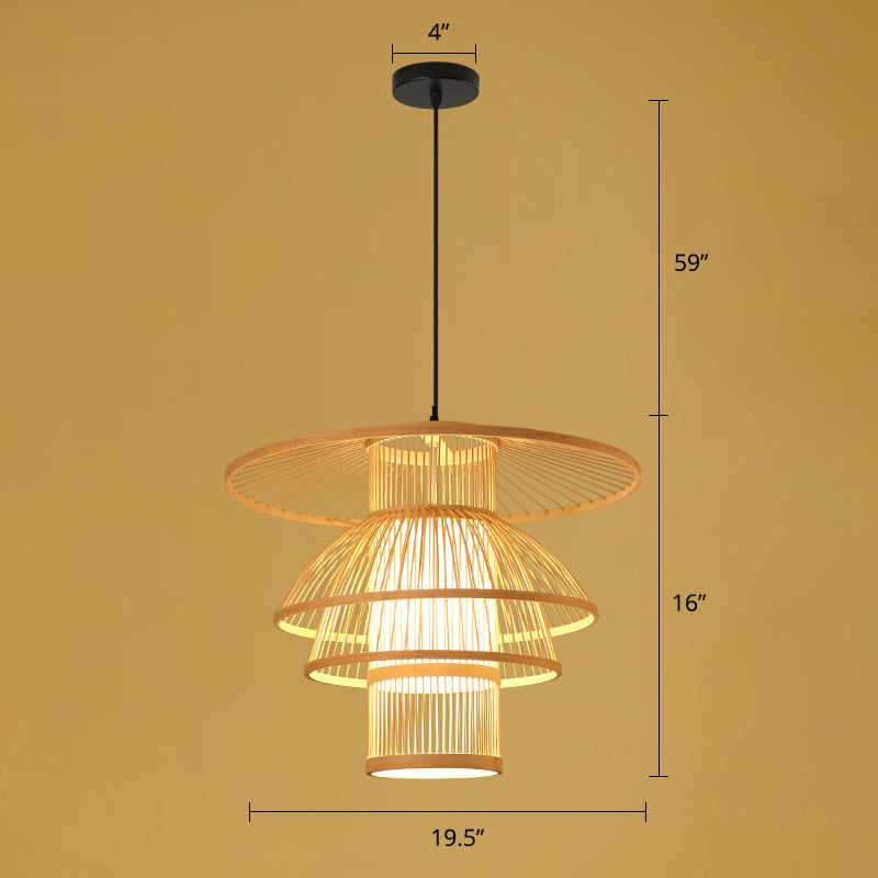 Asian Style Handmade Ceiling Light Bamboo 1��Bulb Restaurant Hanging Light Fixture in Wood Wood I Clearhalo 'Ceiling Lights' 'Pendant Lights' 'Pendants' Lighting' 2247878_7a9f7a4b-b944-4b2d-bcf5-fe33a25865d5