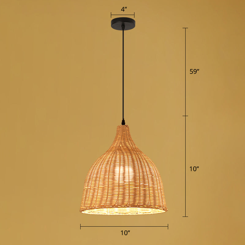 Asian Style Handmade Ceiling Light Bamboo 1��Bulb Restaurant Hanging Light Fixture in Wood Clearhalo 'Ceiling Lights' 'Pendant Lights' 'Pendants' Lighting' 2247879