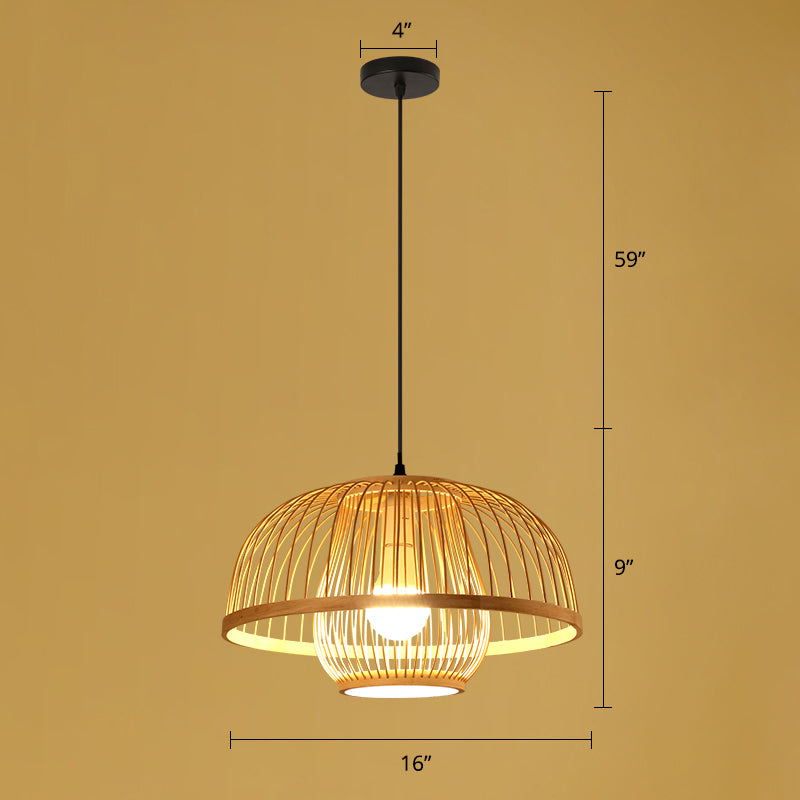 Asian Style Handmade Ceiling Light Bamboo 1��Bulb Restaurant Hanging Light Fixture in Wood Wood G Clearhalo 'Ceiling Lights' 'Pendant Lights' 'Pendants' Lighting' 2247882_475efde7-e79a-4f11-bb35-0450cdbaa990