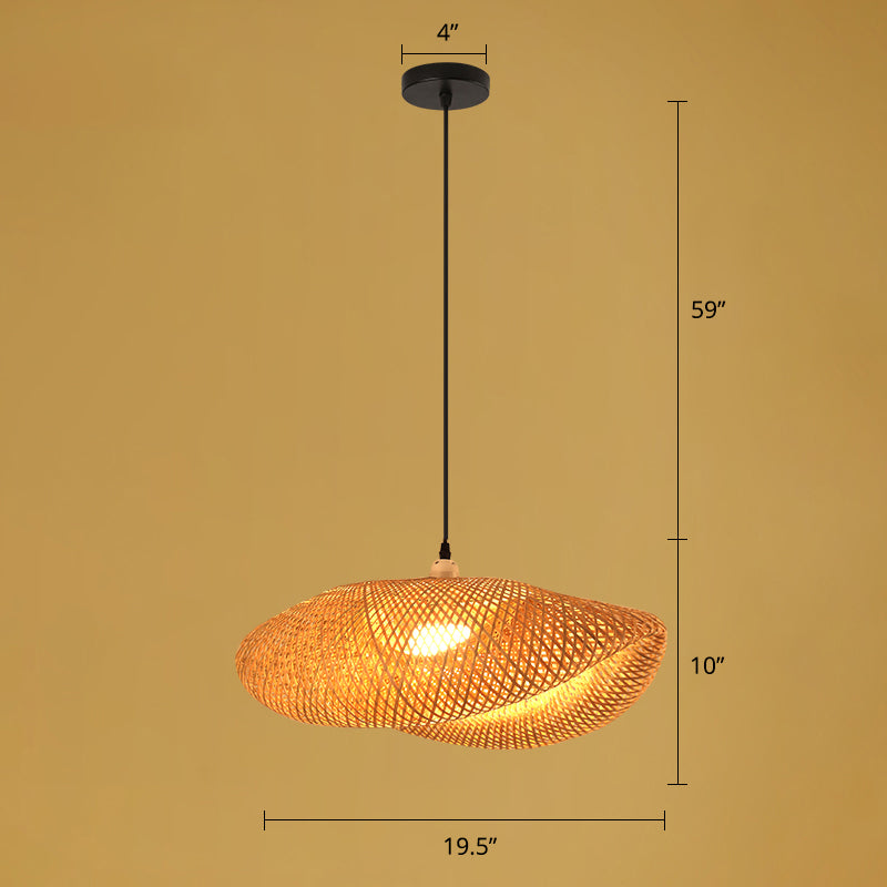 Asian Style Handmade Ceiling Light Bamboo 1��Bulb Restaurant Hanging Light Fixture in Wood Clearhalo 'Ceiling Lights' 'Pendant Lights' 'Pendants' Lighting' 2247888