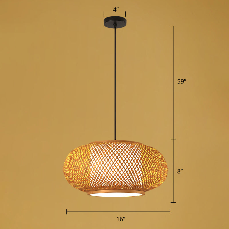 Asian Style Handmade Ceiling Light Bamboo 1��Bulb Restaurant Hanging Light Fixture in Wood Clearhalo 'Ceiling Lights' 'Pendant Lights' 'Pendants' Lighting' 2247890