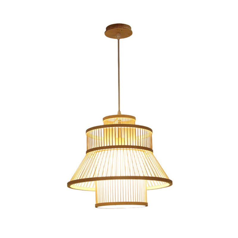 Minimalist Handcrafted Suspension Lighting Bamboo 1��Head Tea Room Pendant Ceiling Light in Wood Clearhalo 'Ceiling Lights' 'Pendant Lights' 'Pendants' Lighting' 2247971