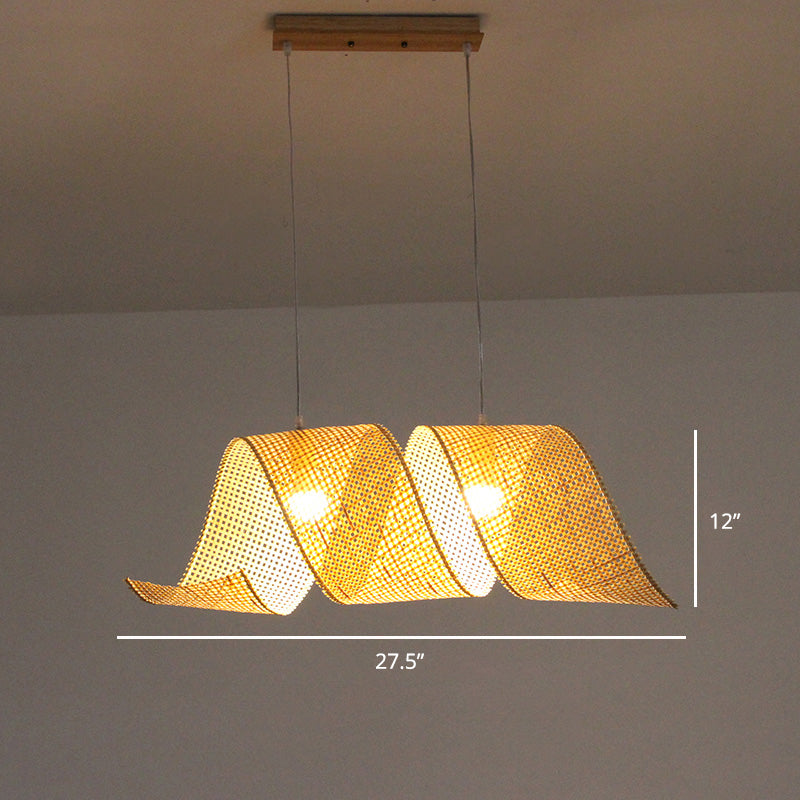 Minimalist Handcrafted Suspension Lighting Bamboo 1��Head Tea Room Pendant Ceiling Light in Wood Clearhalo 'Ceiling Lights' 'Pendant Lights' 'Pendants' Lighting' 2247974