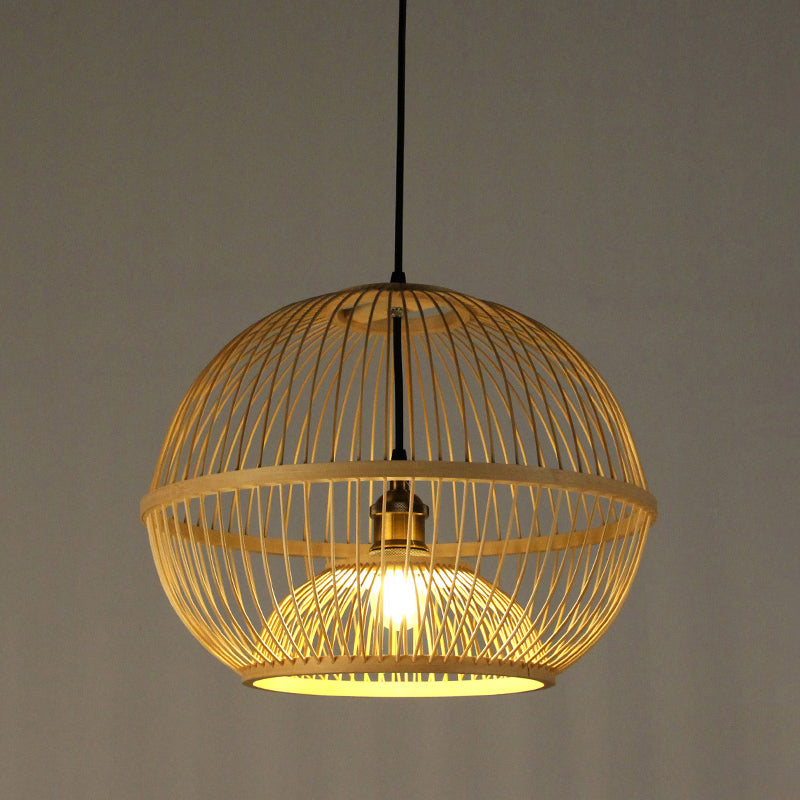 Minimalist Handcrafted Suspension Lighting Bamboo 1��Head Tea Room Pendant Ceiling Light in Wood Clearhalo 'Ceiling Lights' 'Pendant Lights' 'Pendants' Lighting' 2247976