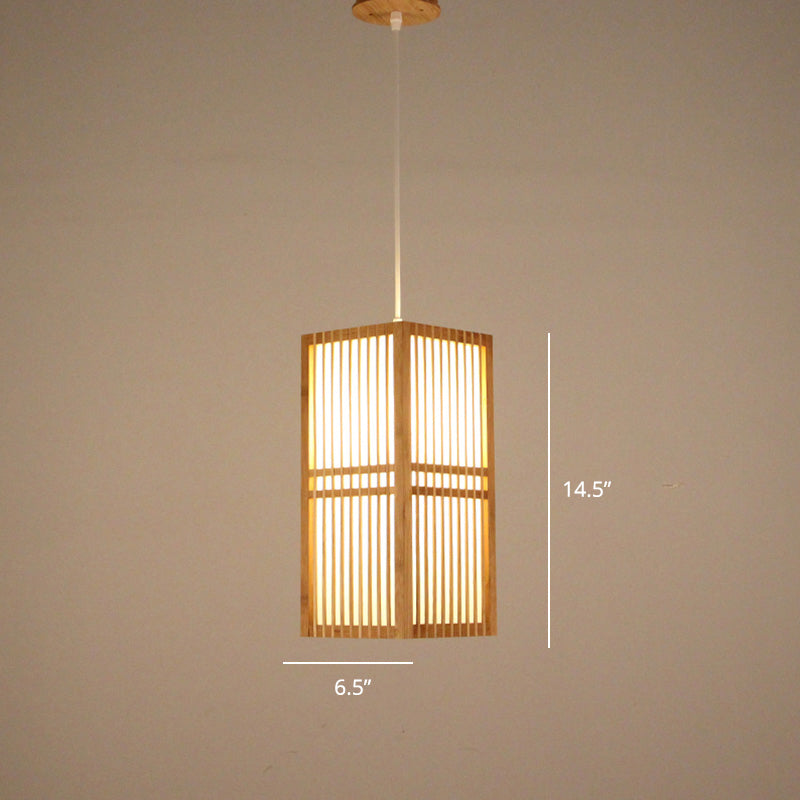 Minimalist Handcrafted Suspension Lighting Bamboo 1��Head Tea Room Pendant Ceiling Light in Wood Clearhalo 'Ceiling Lights' 'Pendant Lights' 'Pendants' Lighting' 2247977