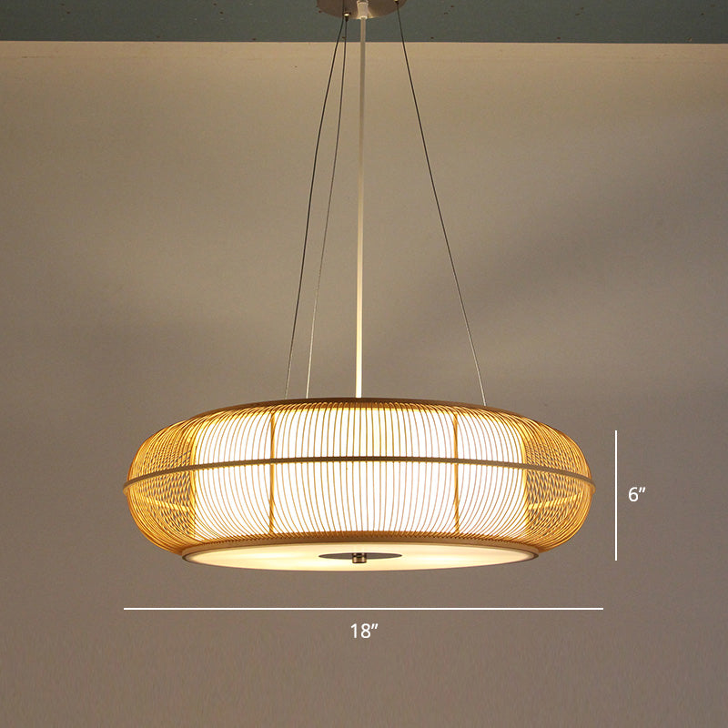 Minimalist Handcrafted Suspension Lighting Bamboo 1 Head Tea Room Pendant Ceiling Light in Wood Wood E Clearhalo 'Ceiling Lights' 'Lighting' 'Pendant Lights' 2247979_f6931f53-a714-4112-afbb-7570087256c0