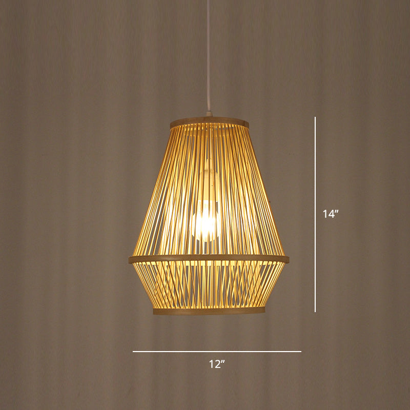 Minimalist Handcrafted Suspension Lighting Bamboo 1��Head Tea Room Pendant Ceiling Light in Wood Clearhalo 'Ceiling Lights' 'Pendant Lights' 'Pendants' Lighting' 2247981
