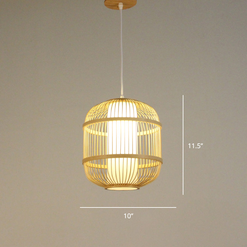 Minimalist Handcrafted Suspension Lighting Bamboo 1��Head Tea Room Pendant Ceiling Light in Wood Clearhalo 'Ceiling Lights' 'Pendant Lights' 'Pendants' Lighting' 2247982
