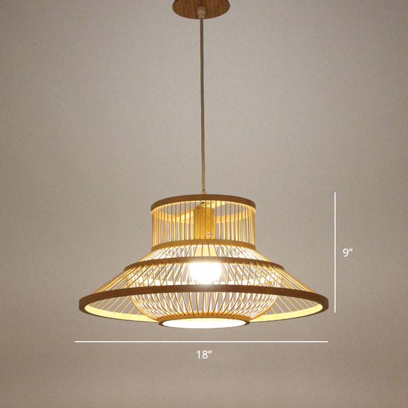 Minimalist Handcrafted Suspension Lighting Bamboo 1 Head Tea Room Pendant Ceiling Light in Wood Wood O Clearhalo 'Ceiling Lights' 'Lighting' 'Pendant Lights' 2247983_3fb5c41e-1f7d-41e8-abbe-2cad9254b014