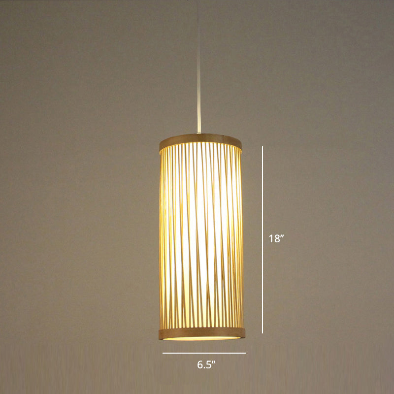 Minimalist Handcrafted Suspension Lighting Bamboo 1 Head Tea Room Pendant Ceiling Light in Wood Wood R Clearhalo 'Ceiling Lights' 'Lighting' 'Pendant Lights' 2247985_e79f9023-7b37-4dd4-8536-933b9139e664