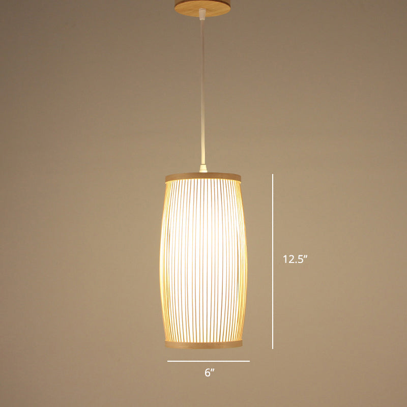 Minimalist Handcrafted Suspension Lighting Bamboo 1��Head Tea Room Pendant Ceiling Light in Wood Clearhalo 'Ceiling Lights' 'Pendant Lights' 'Pendants' Lighting' 2247989