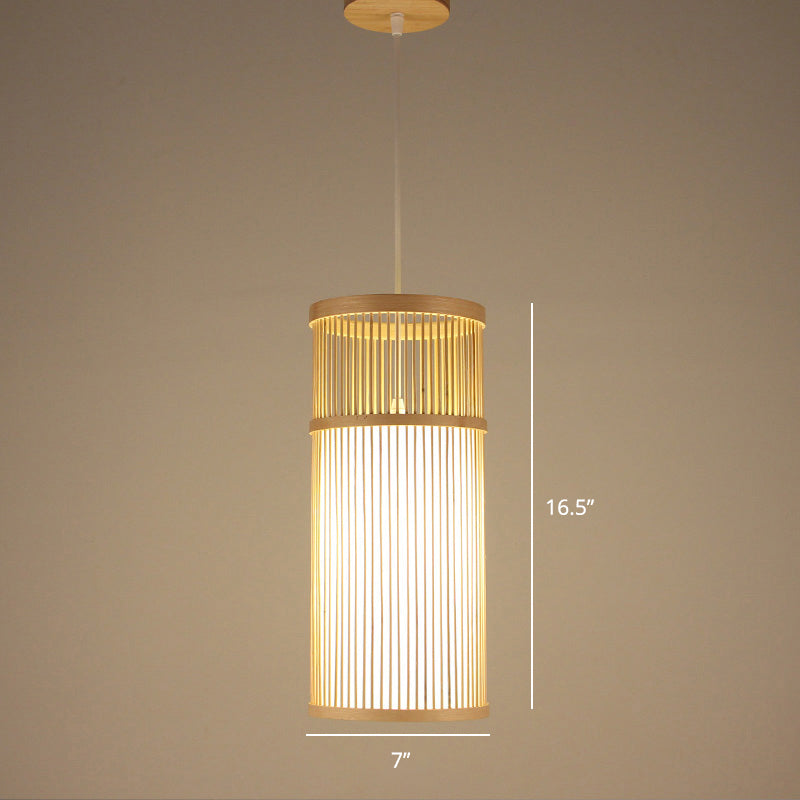 Minimalist Handcrafted Suspension Lighting Bamboo 1��Head Tea Room Pendant Ceiling Light in Wood Wood F Clearhalo 'Ceiling Lights' 'Pendant Lights' 'Pendants' Lighting' 2247991_51f058b5-5c0c-4357-85f5-800cbca2071d