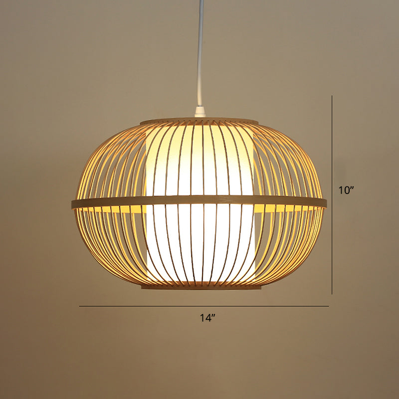 Handwoven Ceiling Light Modern Bamboo Single Restaurant Hanging Pendant Light in Wood Clearhalo 'Ceiling Lights' 'Pendant Lights' 'Pendants' Lighting' 2247994