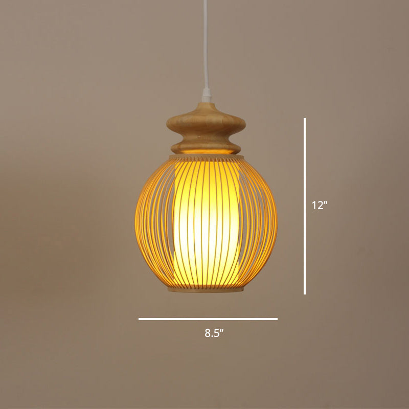 Handwoven Ceiling Light Modern Bamboo Single Restaurant Hanging Pendant Light in Wood Clearhalo 'Ceiling Lights' 'Pendant Lights' 'Pendants' Lighting' 2248010