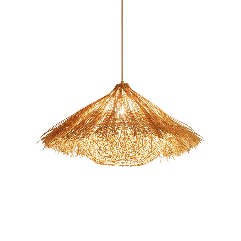 Minimalist Cone Suspension Light Rattan 1��Head Restaurant Pendant Ceiling Light in Wood Clearhalo 'Ceiling Lights' 'Pendant Lights' 'Pendants' Lighting' 2248059