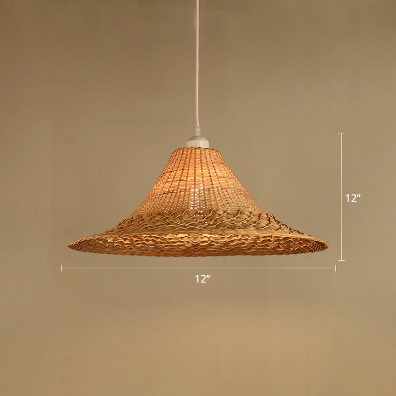 Straw Hat Ceiling Light Asian Style Bamboo 1 Bulb Restaurant Hanging Light Fixture in Wood Wood Clearhalo 'Ceiling Lights' 'Lighting' 'Pendant Lights' 2248096_610ea7b3-828d-483f-adaf-80c19757a43a