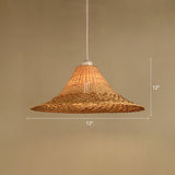 Straw Hat Ceiling Light Asian Style Bamboo 1��Bulb Restaurant Hanging Light Fixture in Wood Clearhalo 'Ceiling Lights' 'Pendant Lights' 'Pendants' Lighting' 2248096