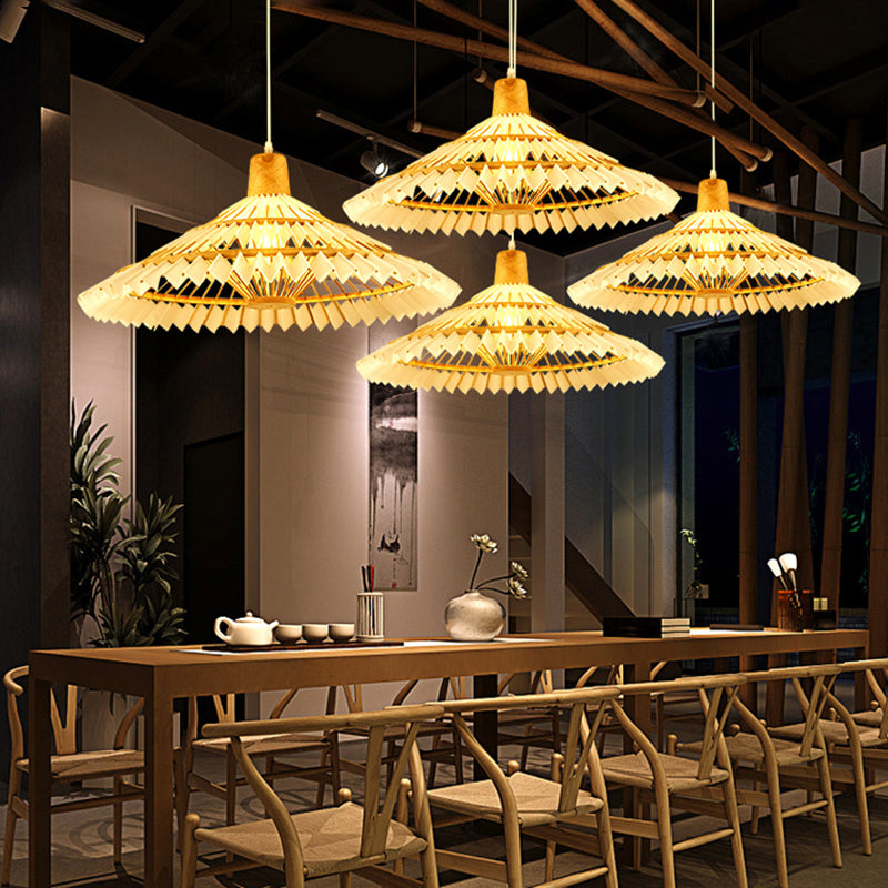 Umbrella Shade Tea Room Suspension Lighting Bamboo 1��Head Minimalist Pendant Ceiling Light in White White Clearhalo 'Ceiling Lights' 'Pendant Lights' 'Pendants' Lighting' 2248100_2f9b918f-f660-498d-814c-33d11290b724