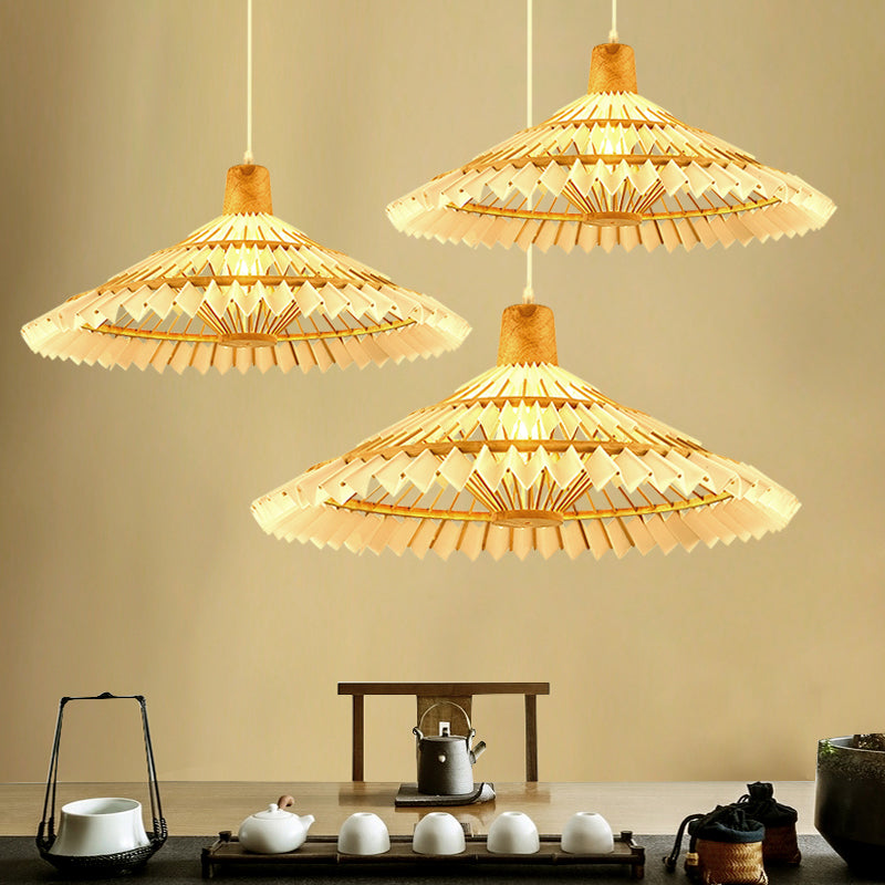 Umbrella Shade Tea Room Suspension Lighting Bamboo 1��Head Minimalist Pendant Ceiling Light in White Clearhalo 'Ceiling Lights' 'Pendant Lights' 'Pendants' Lighting' 2248102