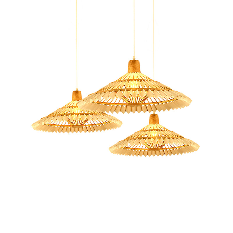 Umbrella Shade Tea Room Suspension Lighting Bamboo 1 Head Minimalist Pendant Ceiling Light in White Clearhalo 'Ceiling Lights' 'Lighting' 'Pendant Lights' 2248104_0f8993da-fea2-4b40-bc2e-8569ca0ad97d