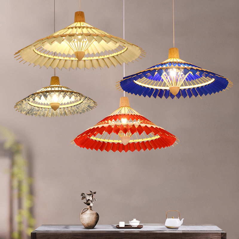 Bamboo Umbrella Ceiling Light Modern Single Hanging Pendant Lighting for Restaurant Clearhalo 'Ceiling Lights' 'Pendant Lights' 'Pendants' Lighting' 2248107