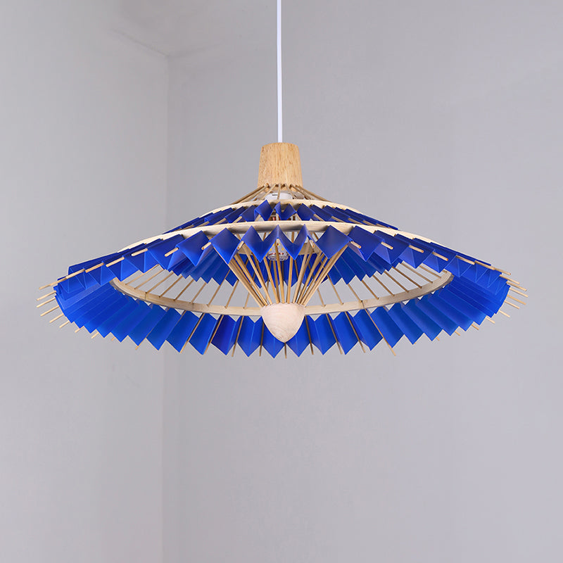 Bamboo Umbrella Ceiling Light Modern Single Hanging Pendant Lighting for Restaurant Dark Blue Clearhalo 'Ceiling Lights' 'Pendant Lights' 'Pendants' Lighting' 2248110_b9e273b6-25fb-4aaf-9110-943a3da9ca22