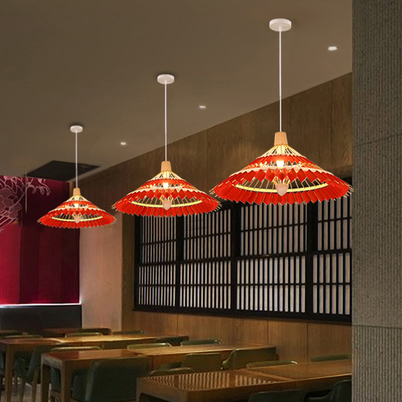 Bamboo Umbrella Ceiling Light Modern Single Hanging Pendant Lighting for Restaurant Clearhalo 'Ceiling Lights' 'Pendant Lights' 'Pendants' Lighting' 2248111