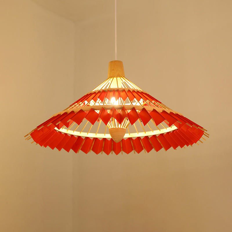 Bamboo Umbrella Ceiling Light Modern Single Hanging Pendant Lighting for Restaurant Red Clearhalo 'Ceiling Lights' 'Pendant Lights' 'Pendants' Lighting' 2248114_a4c4802e-268a-4377-9d98-e662010f0e8d