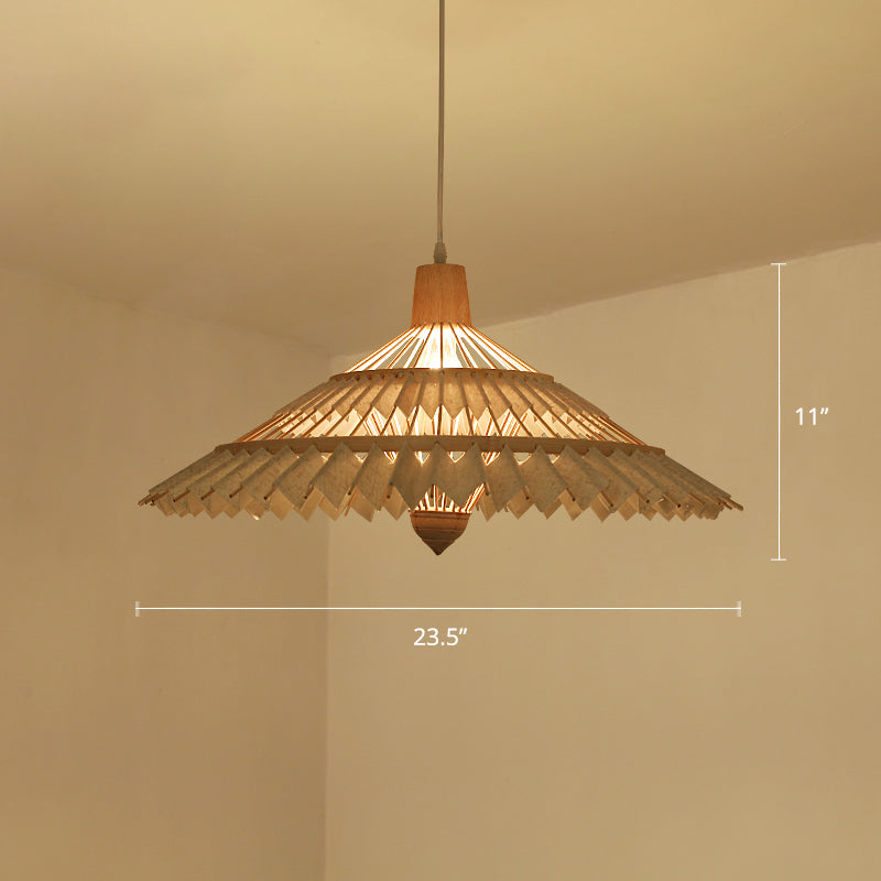 South-east Asia Umbrella Pendant Light Bamboo Single-Bulb Restaurant Suspension Light Fixture Flaxen Clearhalo 'Ceiling Lights' 'Pendant Lights' 'Pendants' Lighting' 2248124_c936c07d-cfdd-49bd-a78c-25b050636557