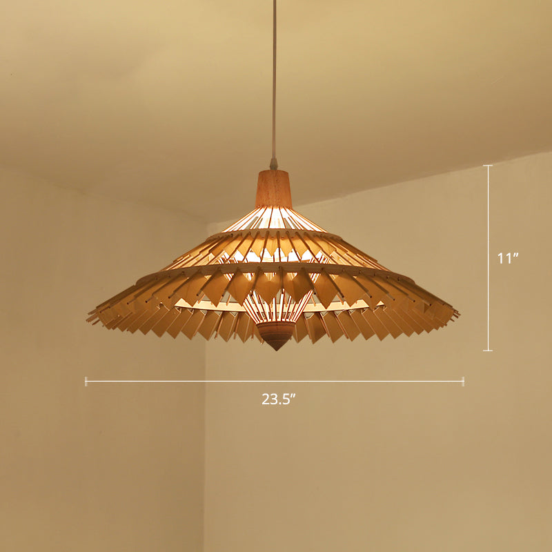 South-east Asia Umbrella Pendant Light Bamboo Single-Bulb Restaurant Suspension Light Fixture Yellow Clearhalo 'Ceiling Lights' 'Pendant Lights' 'Pendants' Lighting' 2248125_f1b93aaf-0277-43eb-b0f0-e4207704c7f0