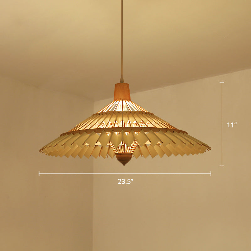 South-east Asia Umbrella Pendant Light Bamboo Single-Bulb Restaurant Suspension Light Fixture Clearhalo 'Ceiling Lights' 'Pendant Lights' 'Pendants' Lighting' 2248126