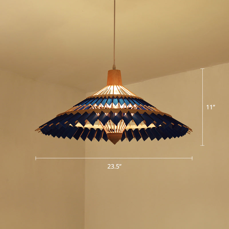 South-east Asia Umbrella Pendant Light Bamboo Single-Bulb Restaurant Suspension Light Fixture Blue Clearhalo 'Ceiling Lights' 'Pendant Lights' 'Pendants' Lighting' 2248129_8d72a0c1-a23c-42a4-95bb-af7225c9f296