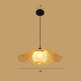 Lotus Leaf Restaurant Ceiling Light Bamboo 1��Bulb Asian Style Hanging Light Fixture in Wood Clearhalo 'Ceiling Lights' 'Pendant Lights' 'Pendants' Lighting' 2248144