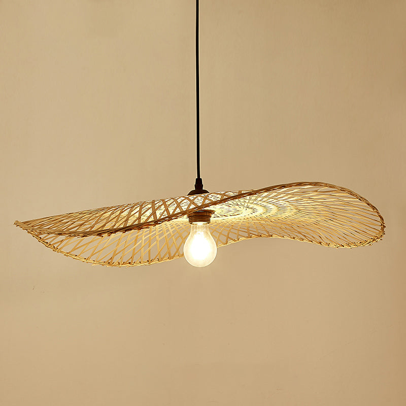 Wood Lotus Leaf Ceiling Light Modern Single Bamboo Hanging Pendant Light for Restaurant Clearhalo 'Ceiling Lights' 'Pendant Lights' 'Pendants' Lighting' 2248155