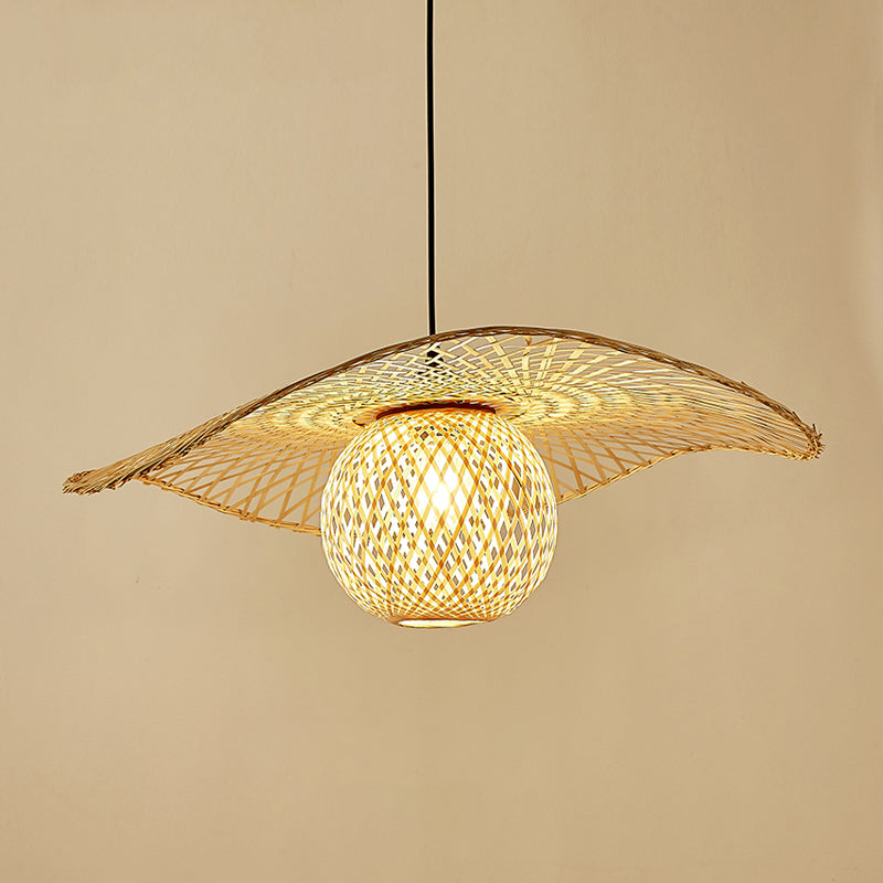 Wood Lotus Leaf Ceiling Light Modern Single Bamboo Hanging Pendant Light for Restaurant Wood B Clearhalo 'Ceiling Lights' 'Pendant Lights' 'Pendants' Lighting' 2248158_1c3a1009-24af-47a9-8b03-b7fd73874ec8