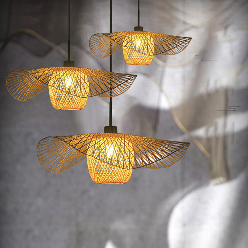 Bamboo Handwoven Suspension Lighting Minimalist 1 Head Wood Pendant Ceiling Light for Restaurant Wood Clearhalo 'Ceiling Lights' 'Lighting' 'Pendant Lights' 2248181_0179c1d4-b91a-40c3-8509-8fca132eff94