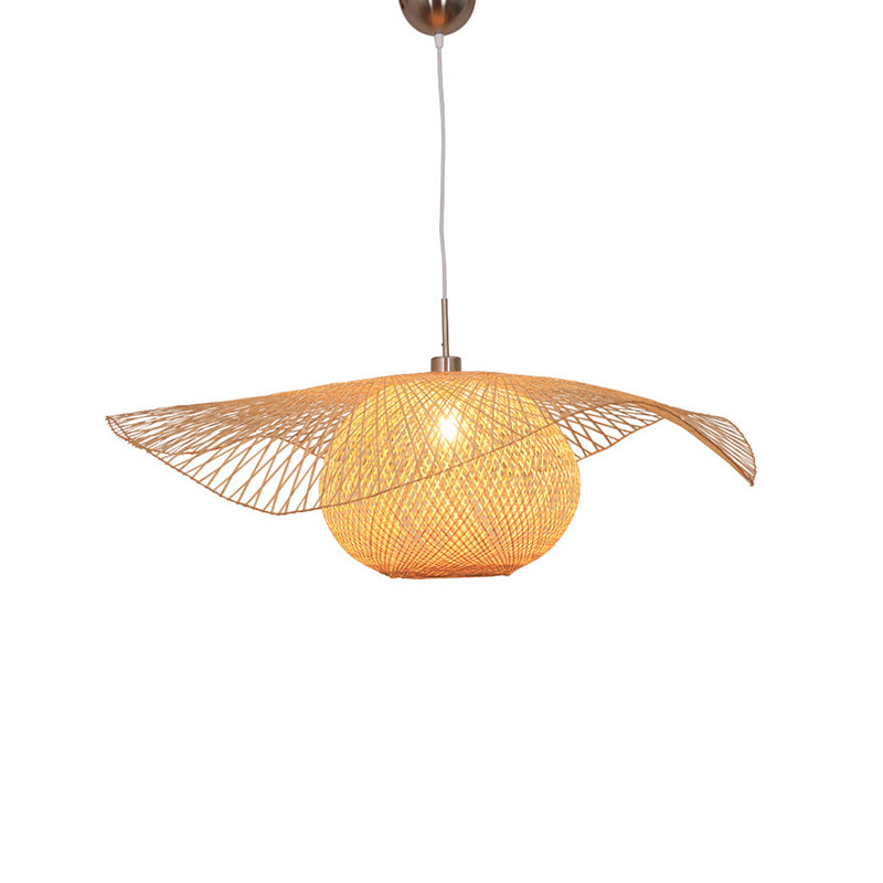 Bamboo Handwoven Suspension Lighting Minimalist 1��Head Wood Pendant Ceiling Light for Restaurant Clearhalo 'Ceiling Lights' 'Pendant Lights' 'Pendants' Lighting' 2248185