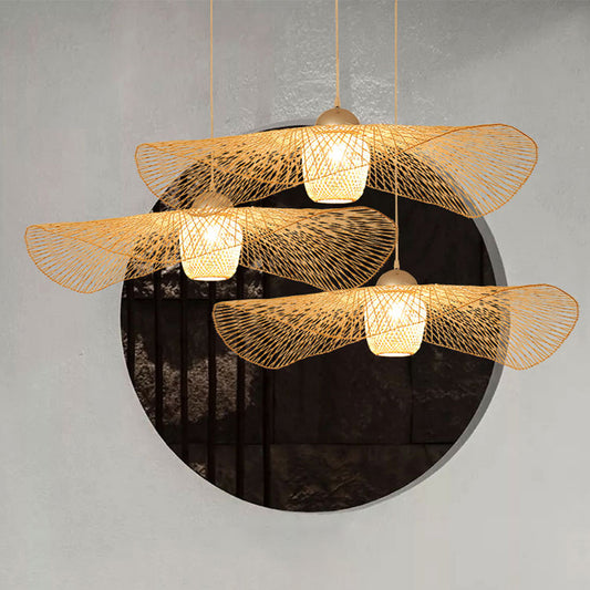 Lotus Leaf Bamboo Ceiling Light Modern Single Wood Hanging Pendant Light for Restaurant Clearhalo 'Ceiling Lights' 'Pendant Lights' 'Pendants' Lighting' 2248191