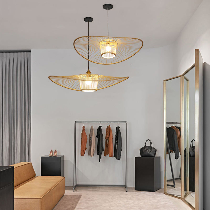 Handcrafted Pendant Light Contemporary Bamboo Single-Bulb Wood Suspension Lighting Fixture Clearhalo 'Ceiling Lights' 'Pendant Lights' 'Pendants' Lighting' 2248200