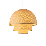 Wood Woven Suspension Lighting Simplicity 1-Light Bamboo Pendant Light for Tea Room Clearhalo 'Ceiling Lights' 'Pendant Lights' 'Pendants' Lighting' 2248210