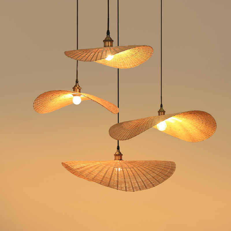 Lotus Leaf Suspension Lighting Minimalist Bamboo 1��Head Wood Pendant Ceiling Light Clearhalo 'Ceiling Lights' 'Pendant Lights' 'Pendants' Lighting' 2248228