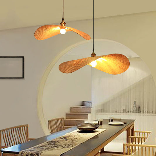 Lotus Leaf Suspension Lighting Minimalist Bamboo 1��Head Wood Pendant Ceiling Light Clearhalo 'Ceiling Lights' 'Pendant Lights' 'Pendants' Lighting' 2248229