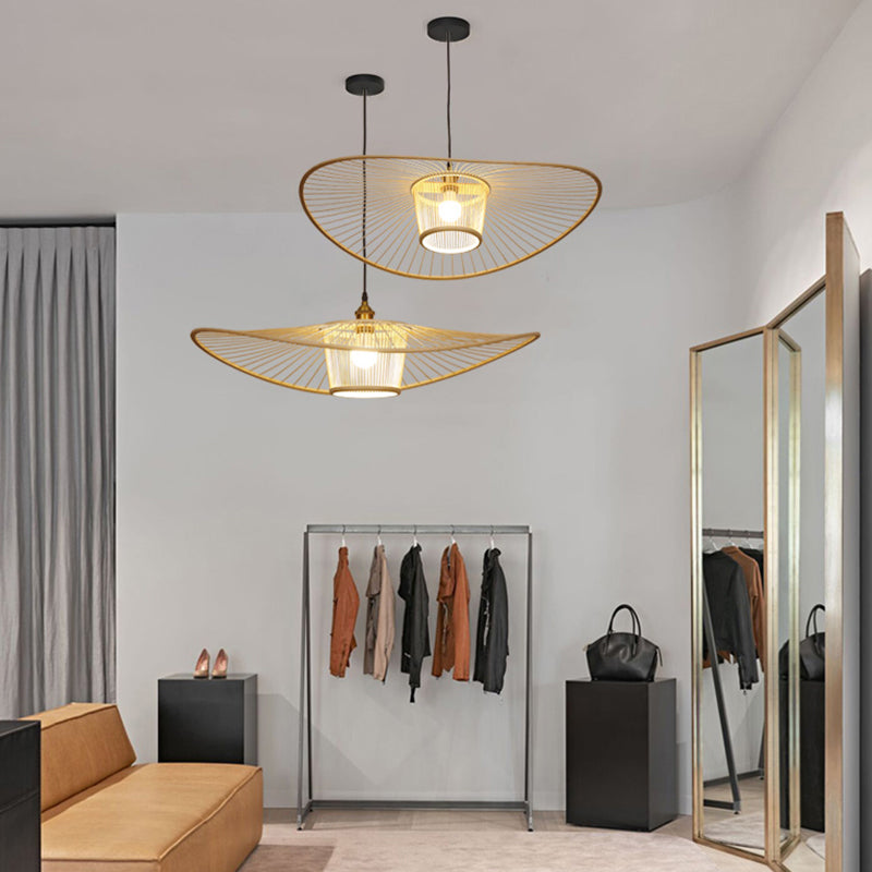 Lotus Leaf Suspension Lighting Minimalist Bamboo 1��Head Wood Pendant Ceiling Light Clearhalo 'Ceiling Lights' 'Pendant Lights' 'Pendants' Lighting' 2248230