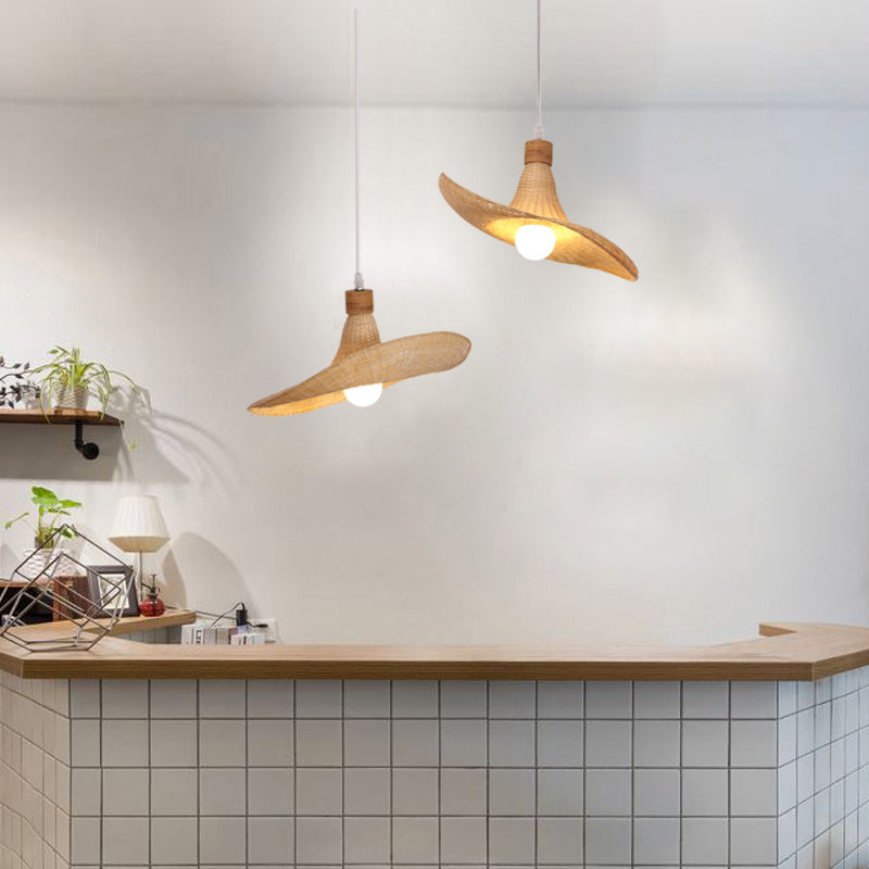 Lotus Leaf Suspension Lighting Minimalist Bamboo 1 Head Wood Pendant Ceiling Light Clearhalo 'Ceiling Lights' 'Lighting' 'Pendant Lights' 2248231_94a857ec-ac2a-420d-b01e-8c0806e7fce4