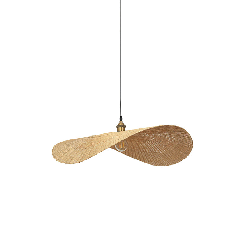 Lotus Leaf Suspension Lighting Minimalist Bamboo 1��Head Wood Pendant Ceiling Light Clearhalo 'Ceiling Lights' 'Pendant Lights' 'Pendants' Lighting' 2248232