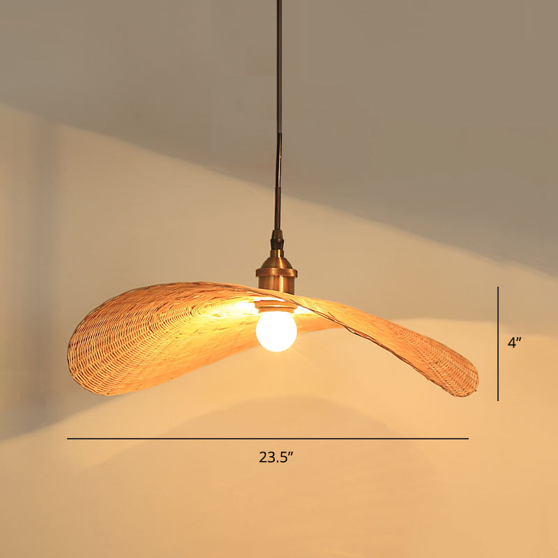 Lotus Leaf Suspension Lighting Minimalist Bamboo 1��Head Wood Pendant Ceiling Light Clearhalo 'Ceiling Lights' 'Pendant Lights' 'Pendants' Lighting' 2248233